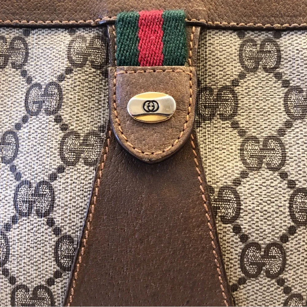 Gucci Sherry Line GG Clutch Canvas Leather Unisex Pouch Monogram